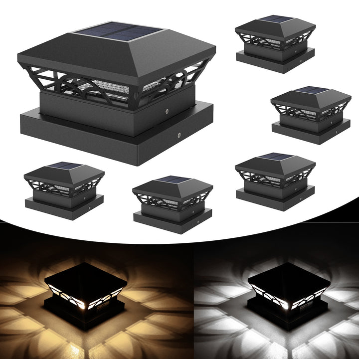 Decorative Solar LED Post Cap Projector Light With Ornate Cutout Pattern Kalsten
