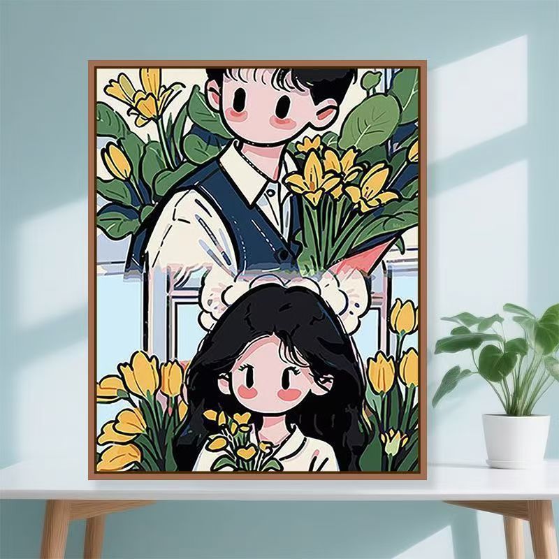 Playful Illustrated Couple Wall Art Kalsten