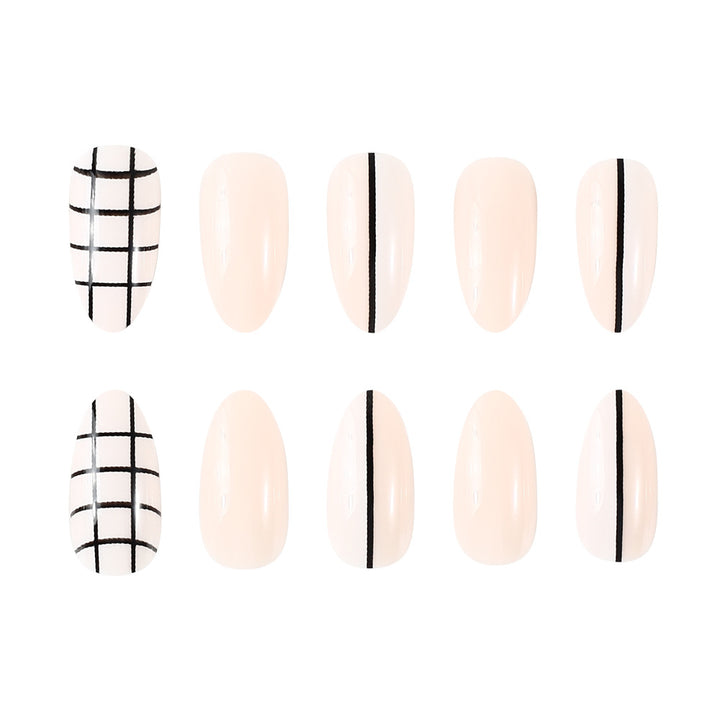 Elegant Geometric Press-On Nail Art Kalsten