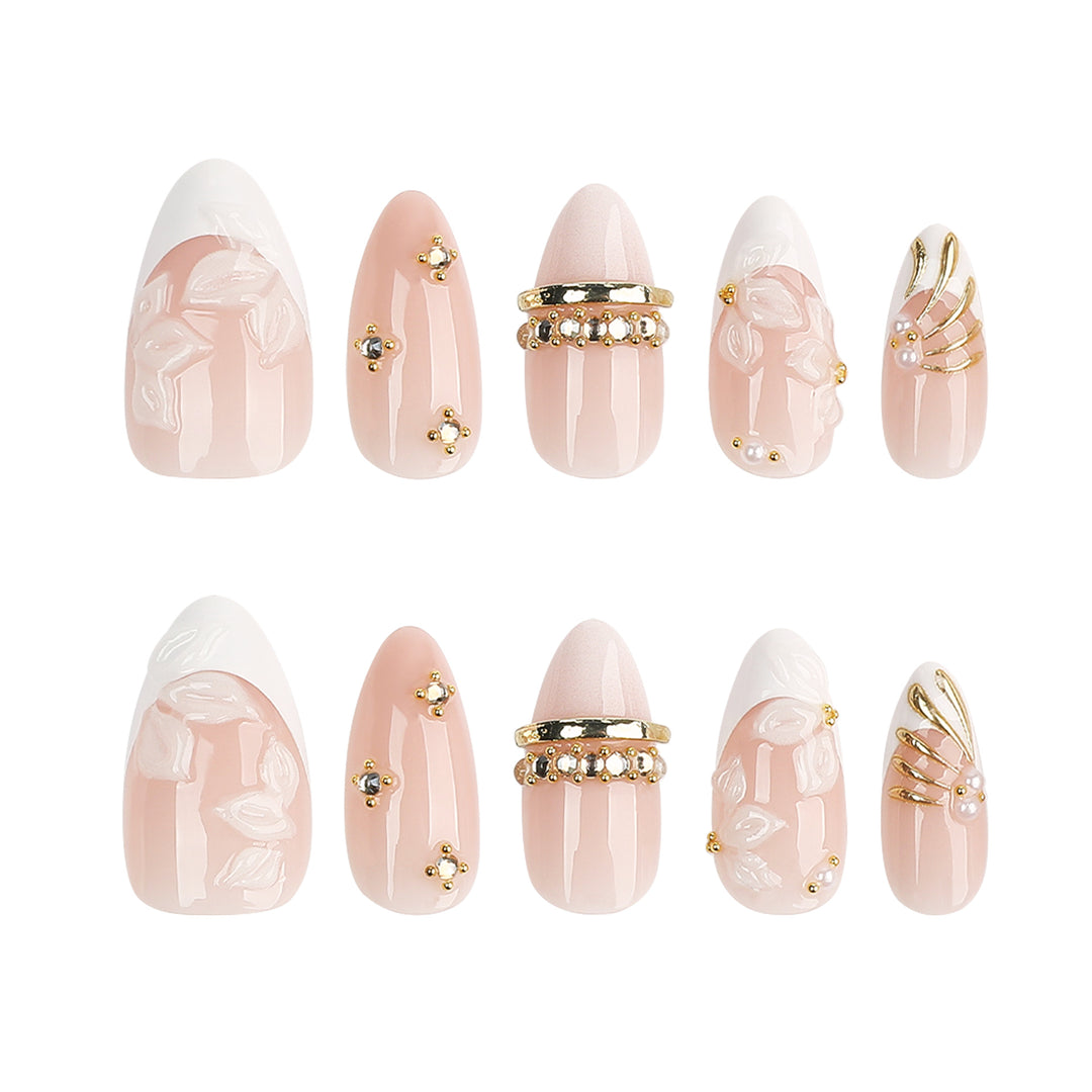 Artful nail art with floral and rhinestone accents Kalsten