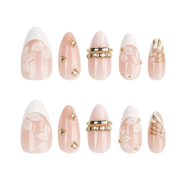 Artful nail art with floral and rhinestone accents Kalsten