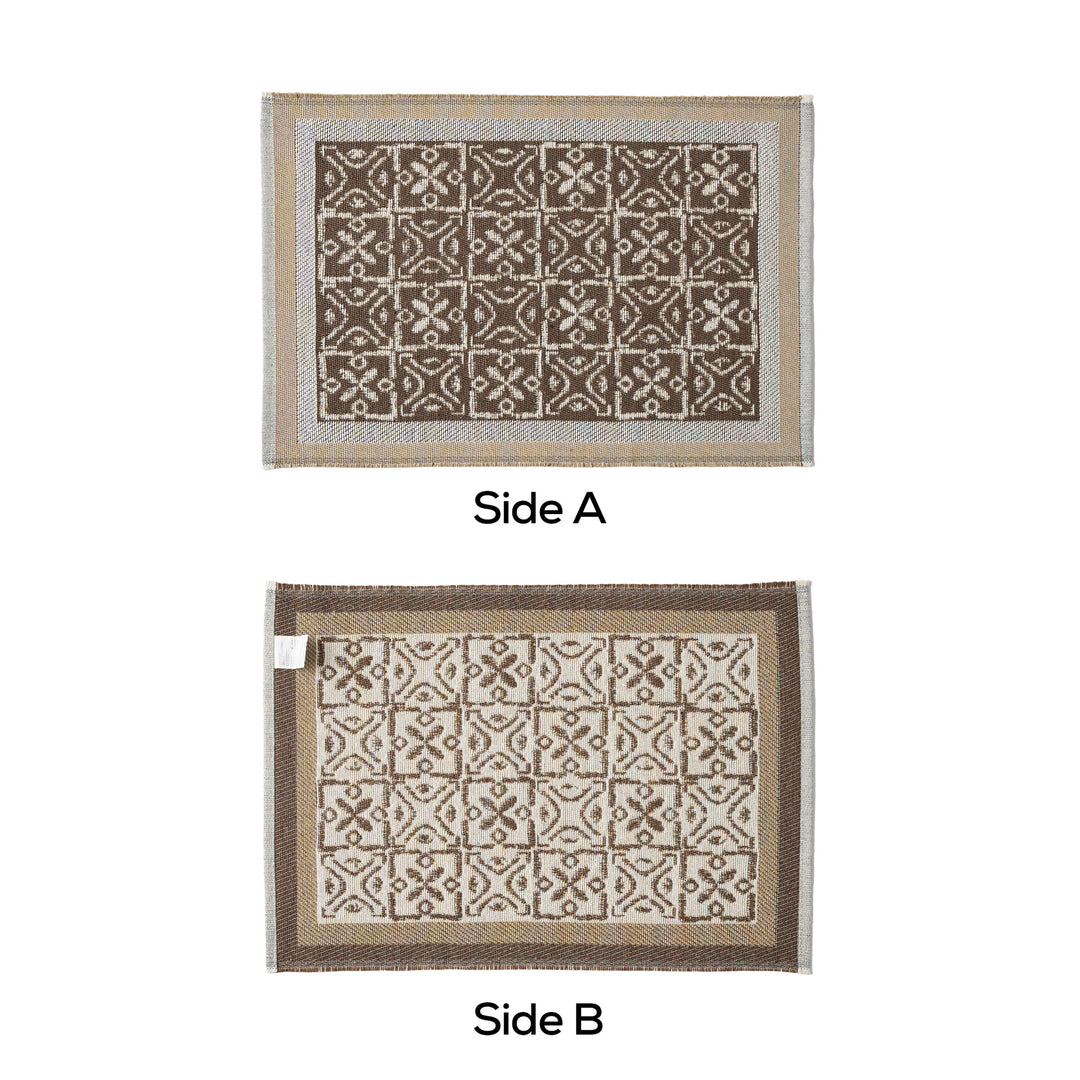 Reversible jacquard scarf with ornamental woven pattern