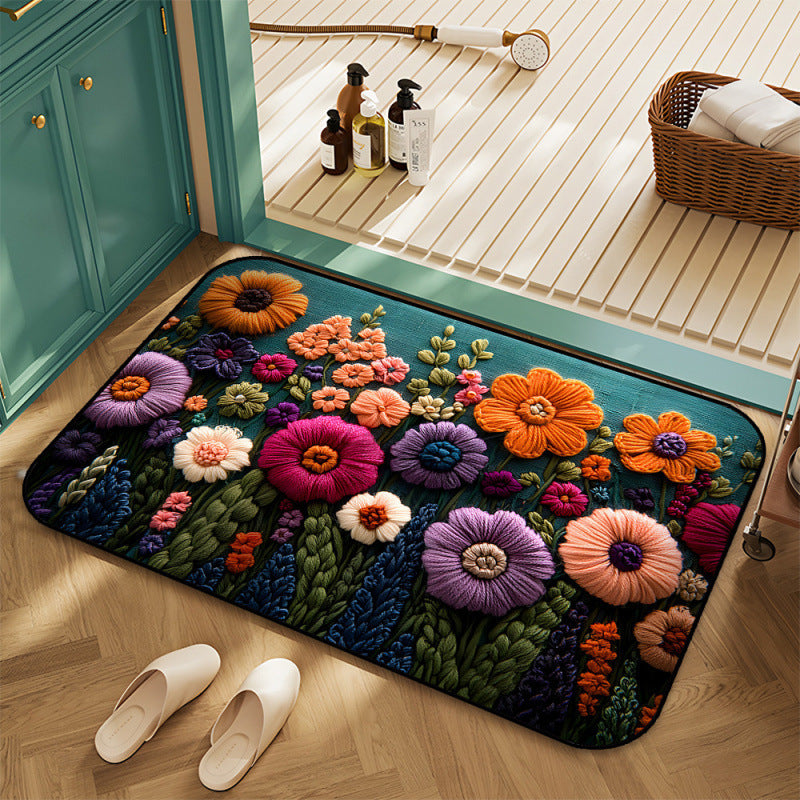Floral Embroidered Area Rug Kalsten