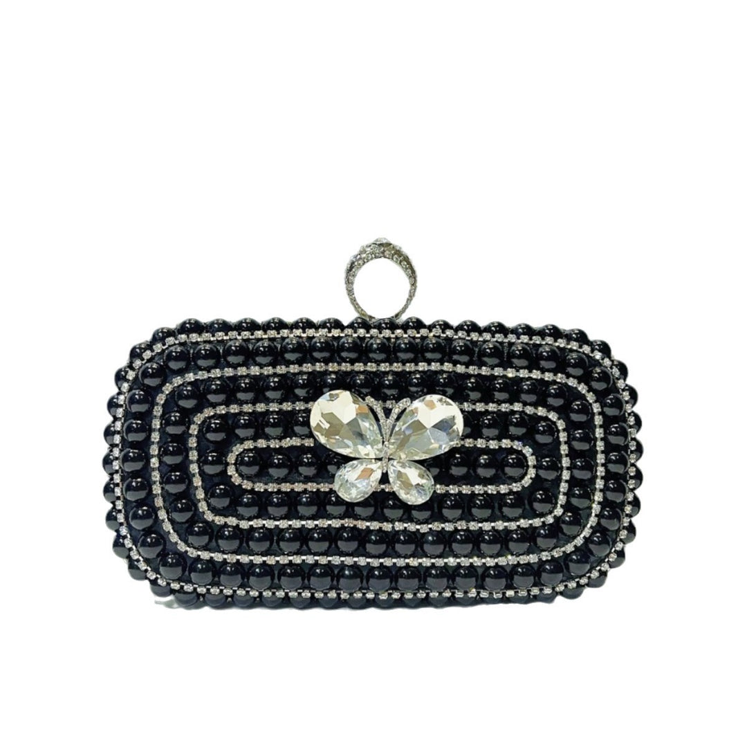 Pearl-Studded Butterfly Evening Clutch