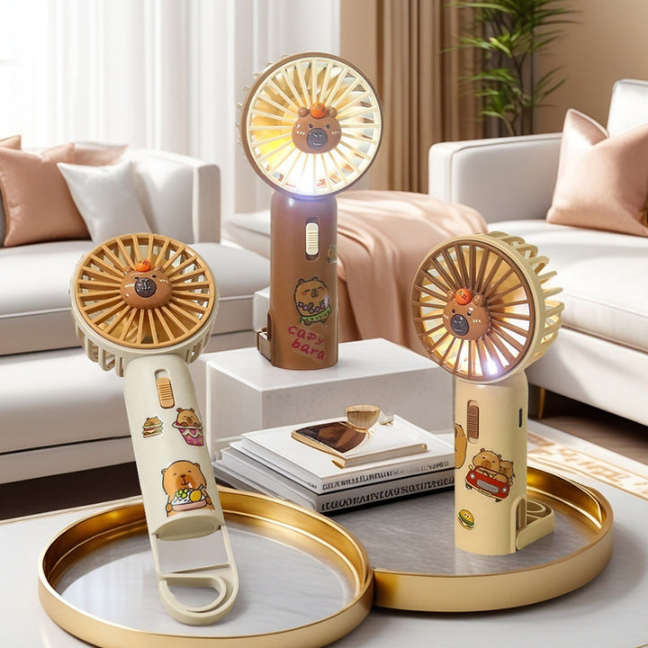 Unisex portable USB hand fan with integrated LED light and clip Kalsten