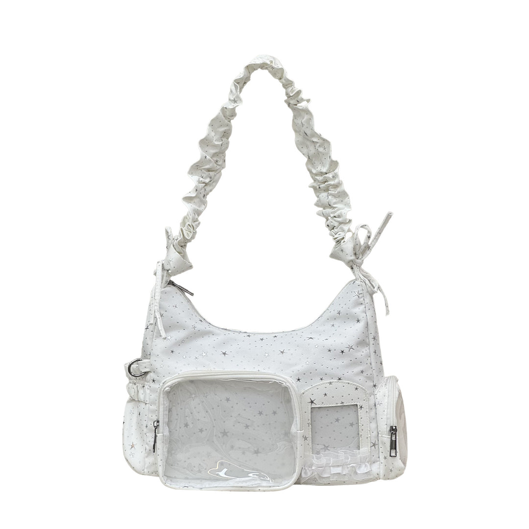 Star-Print Ruffle Strap Shoulder Bag Kalsten