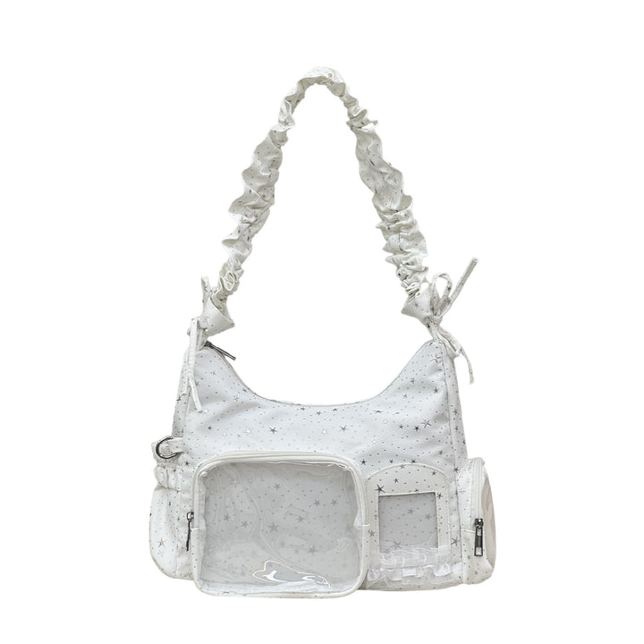 Star-Print Ruffle Strap Shoulder Bag Kalsten