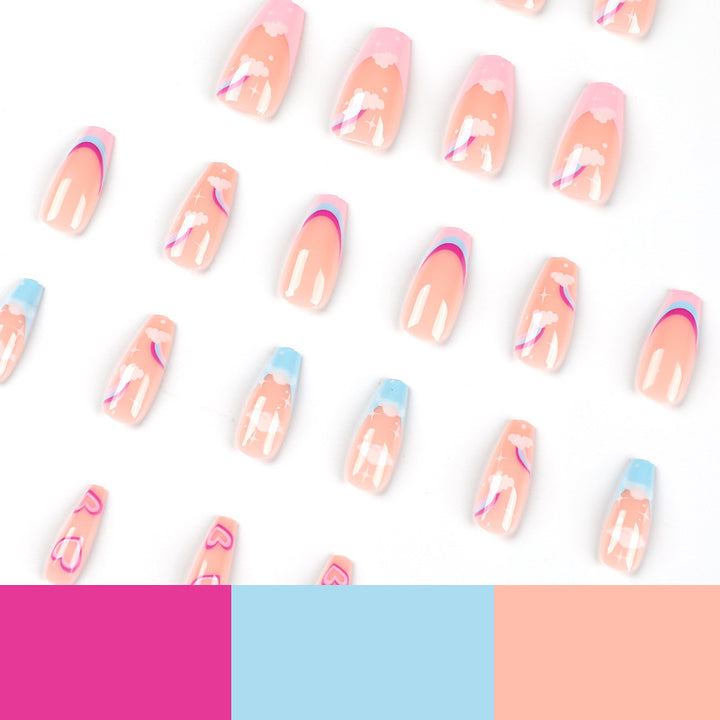 Artificial nail art with rainbow design Kalsten