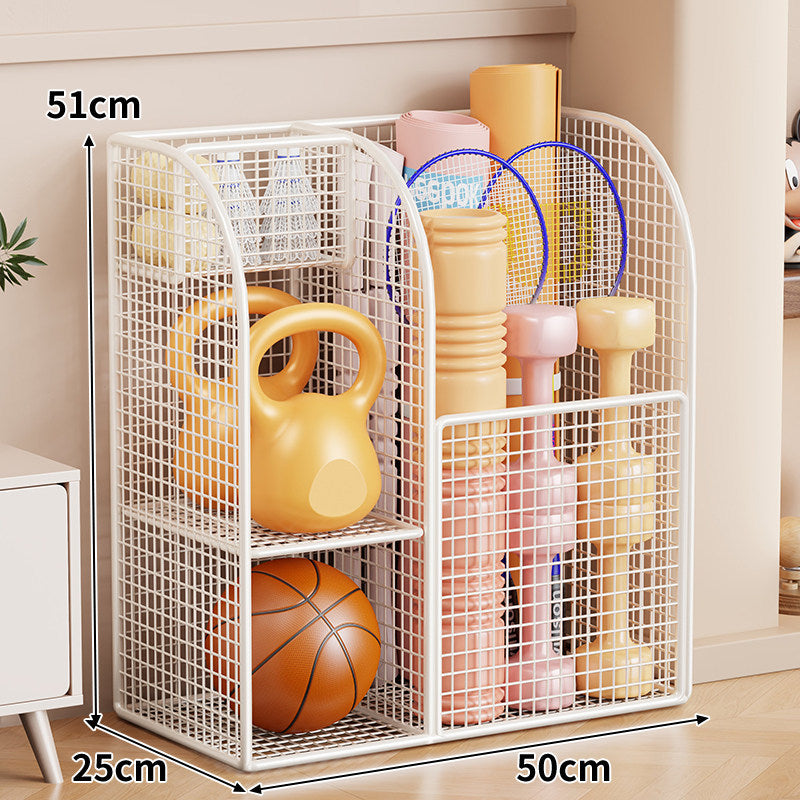 Rolling Mesh Sports Gear Storage Cart with Multi-Compartment Organizers and Locking Casters
