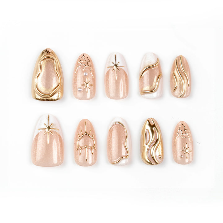 Artistic 3D Nail Tips with Glitter and Bead Decoration Kalsten