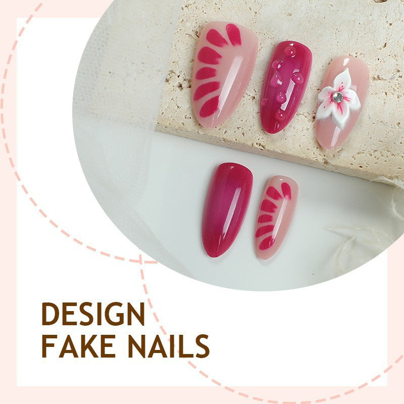Floral Art Press-On Nail Set with 3D Accents Kalsten