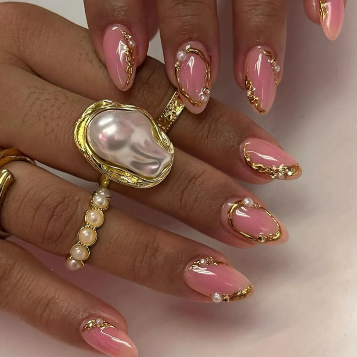 Glamorous Pearl-Embellished Nail Art