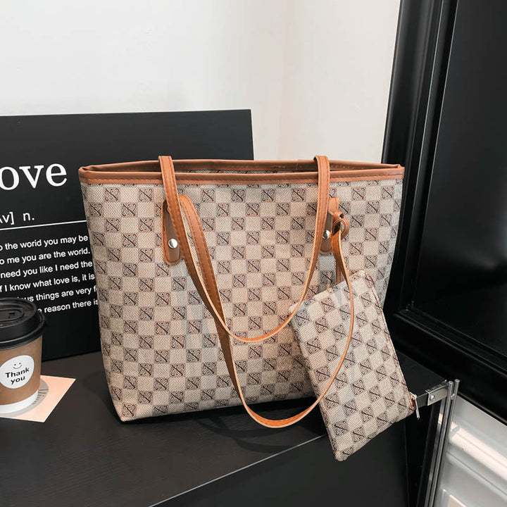 Checked Canvas Tote Bag