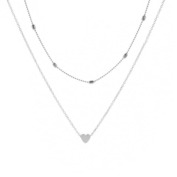 Heart-Shaped Charm Layered Necklace Kalsten