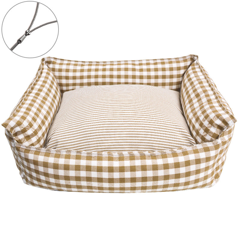 Cozy Gingham Dog Bed