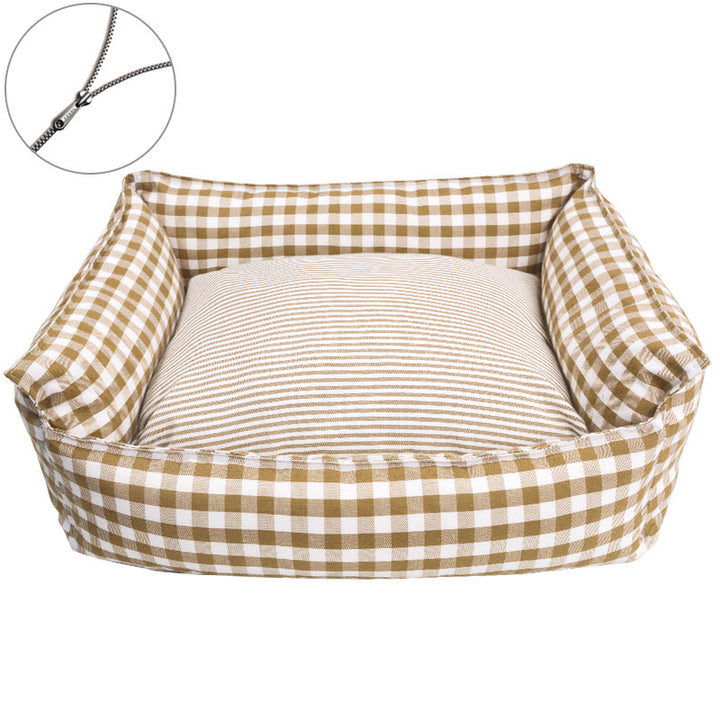 Cozy Gingham Dog Bed