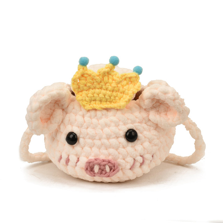 Cute Pig-Shaped Crochet Mini Handbag