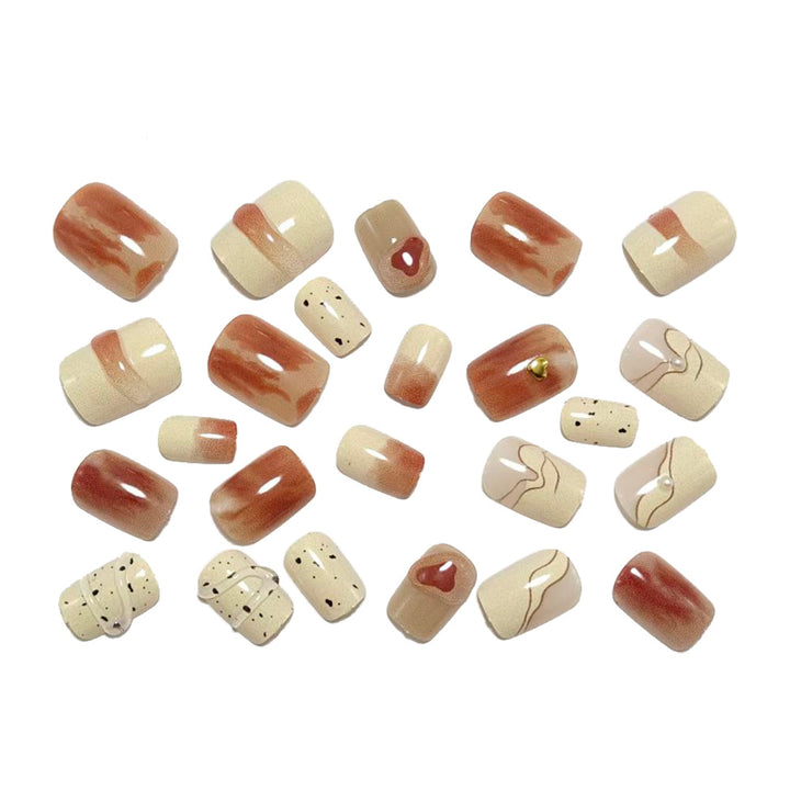 Artificial Nail Set with Marbled Design and Glitter Effects Kalsten