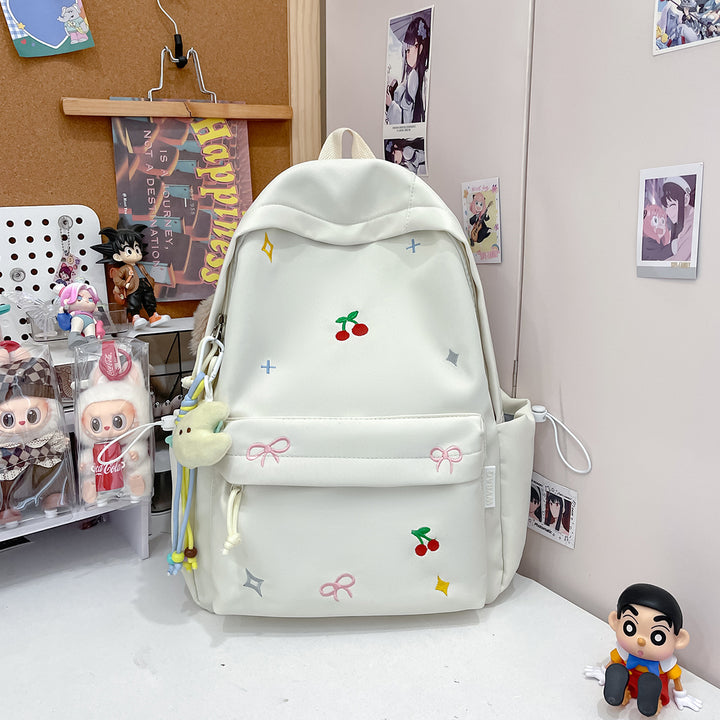 Cute Illustrated Cherry-Embellished Backpack Kalsten