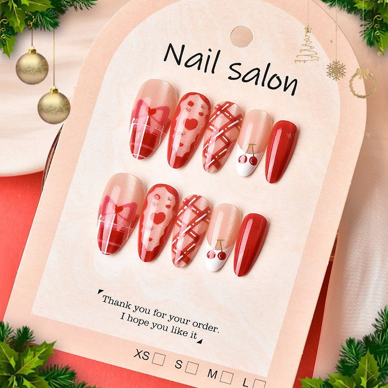 Artificial nail set with playful heart and cherry motifs Kalsten