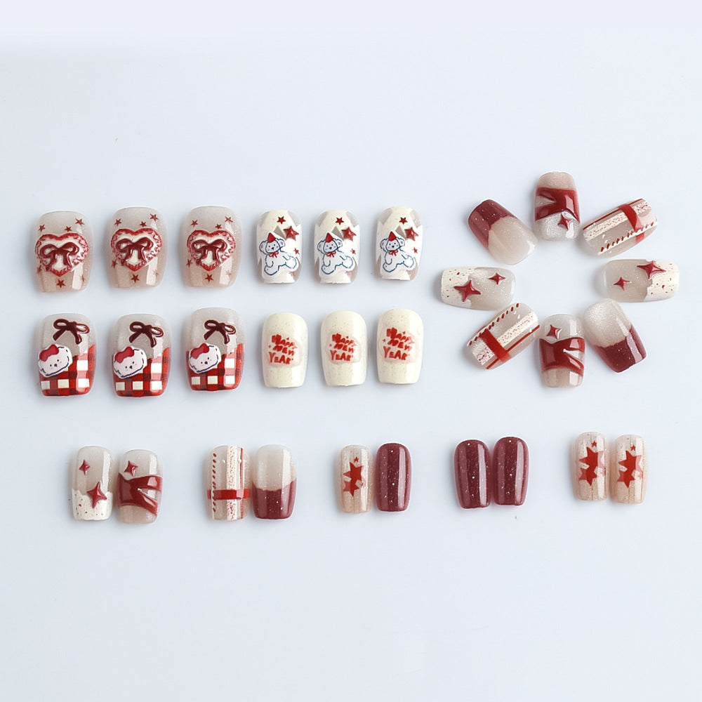 Festive Winter-Themed Press-On Nails Kalsten