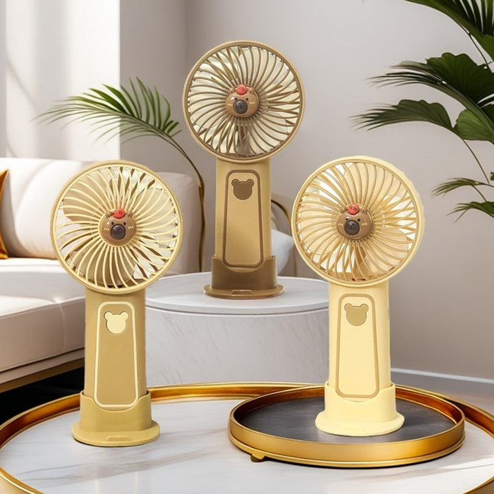 Women's Portable Mini Hand Fan with Cute Bear Design Kalsten