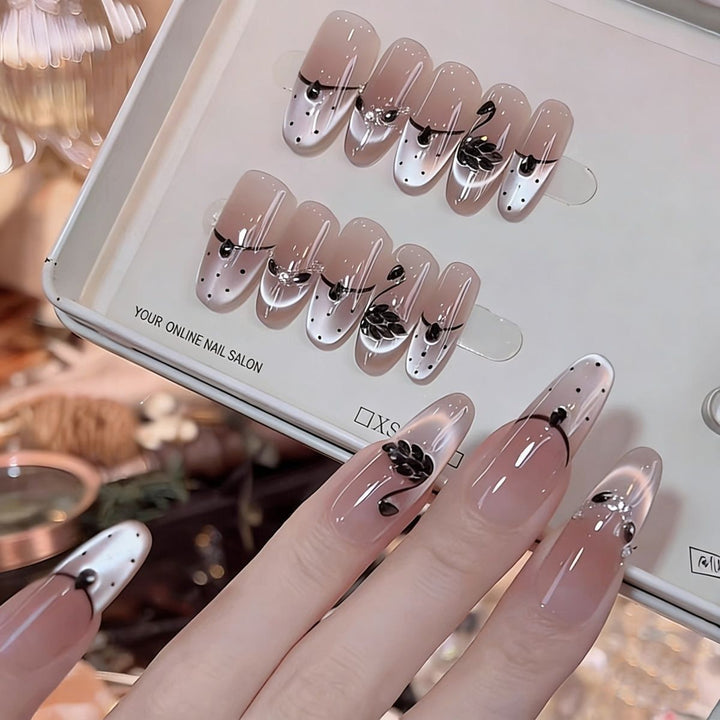 Elegant Decorative Press-On Nail Extensions with Pearls Kalsten
