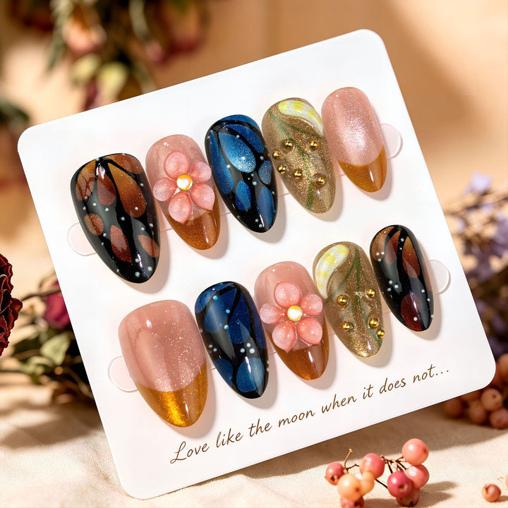 Artistic Floral-Design Press-On Nail Set