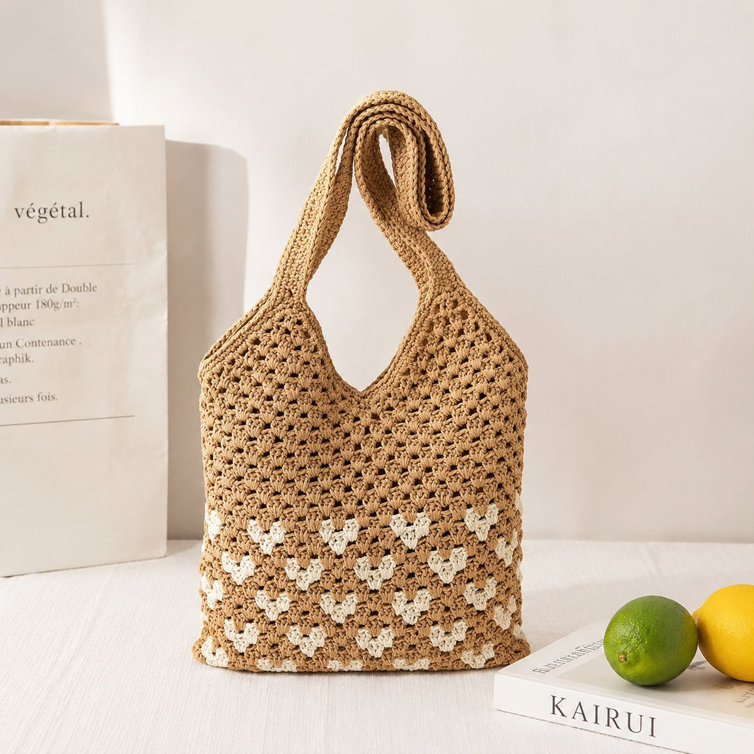 Hand-knotted tote bag in heart design Kalsten