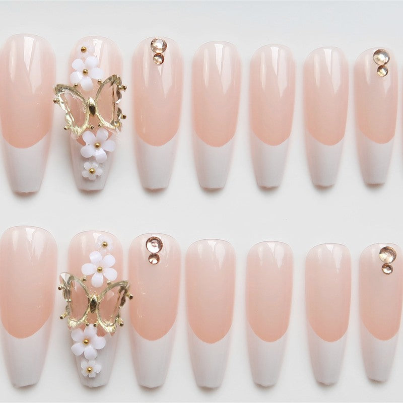 Luxury Press-On Nail Art with Floral Accents Kalsten