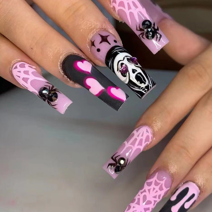 Artistic Halloween-Themed Press-On Nail Art Set Kalsten