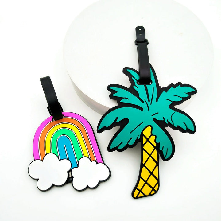 silicone rainbow-shaped luggage tag with adjustable buckle strap soft PVC travel ID tag Kalsten
