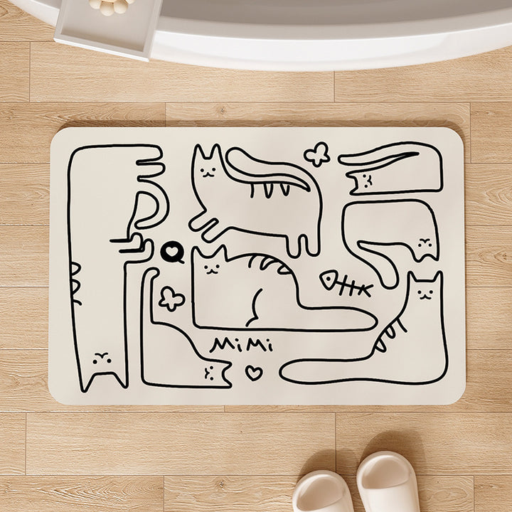 Cute Cat-Shaped Plush Bath Rug