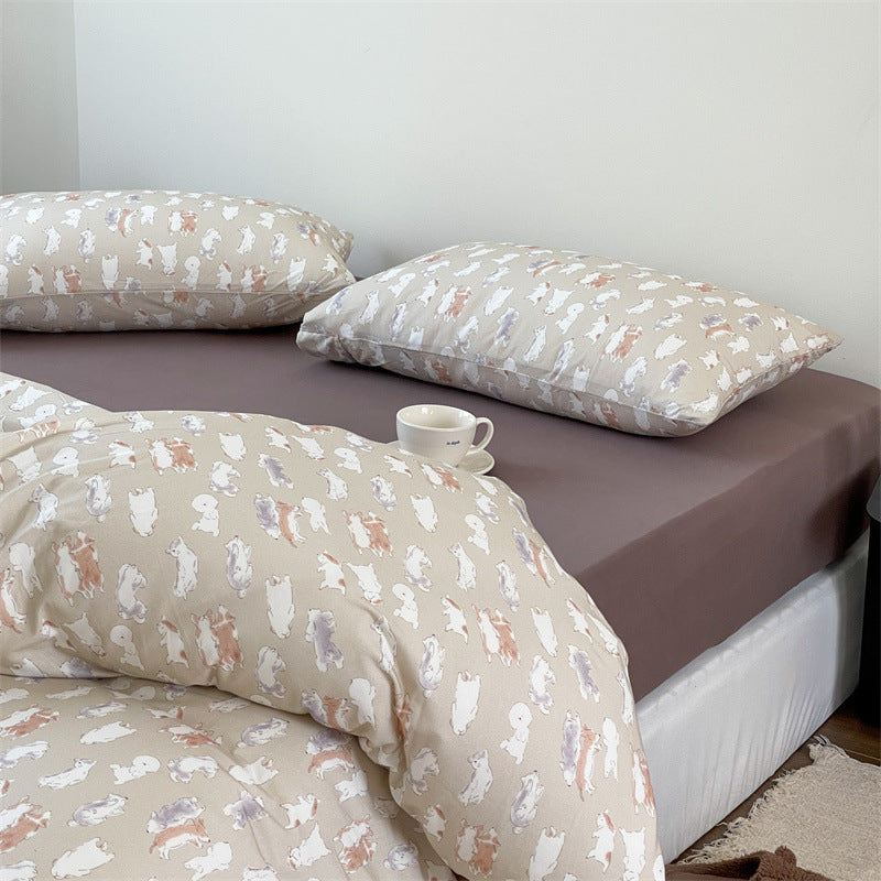 Fine woven cotton percale bedding set with delicate floral scatter motif