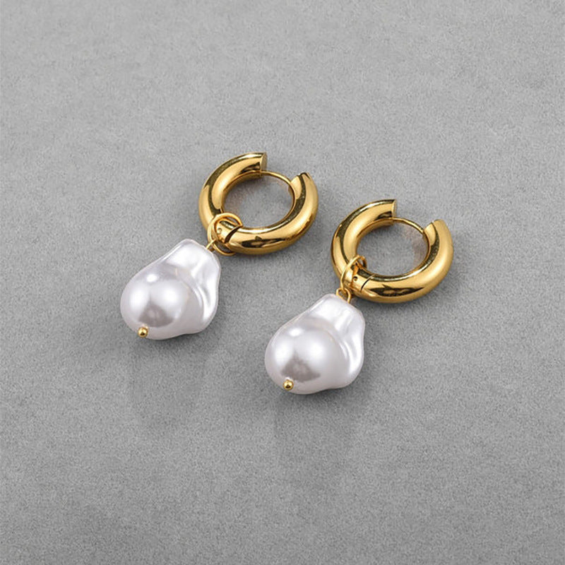 Fashionable earrings with double pearls Kalsten