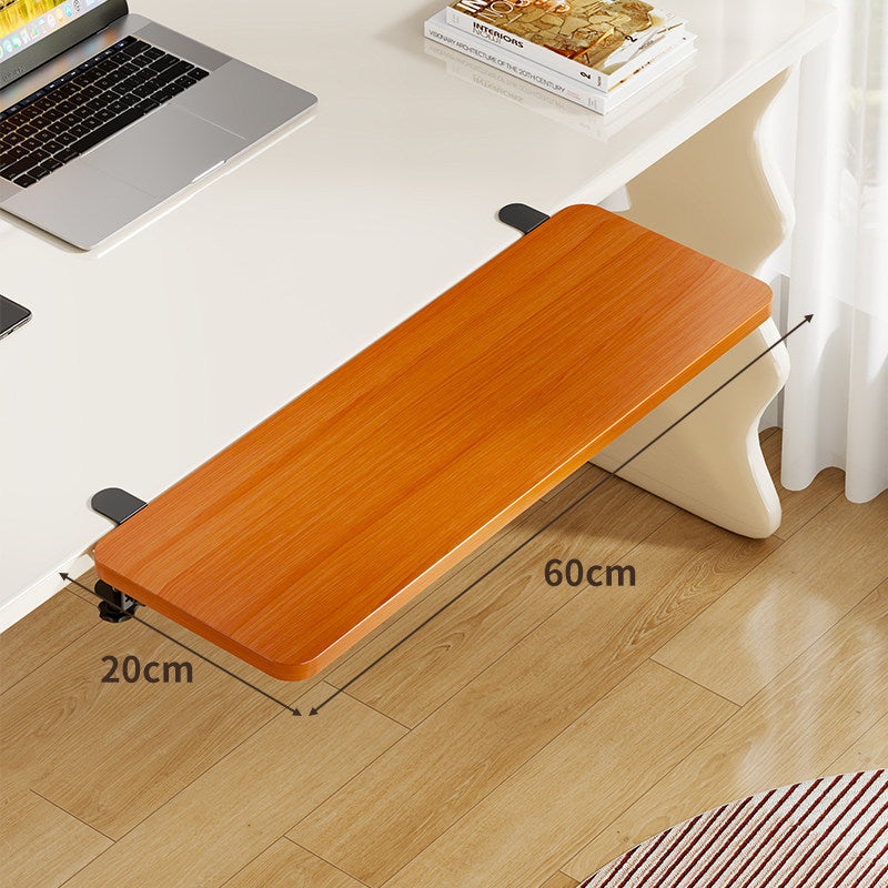 Under-Desk Bamboo Slide-Out Work Surface Clamp-Mounted Keyboard & Mouse Platform
