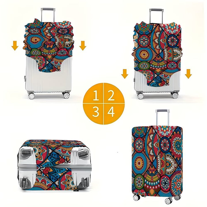 Unisex nan elastic suitcase cover with mandala pattern and telescopic handle compatibility Kalsten