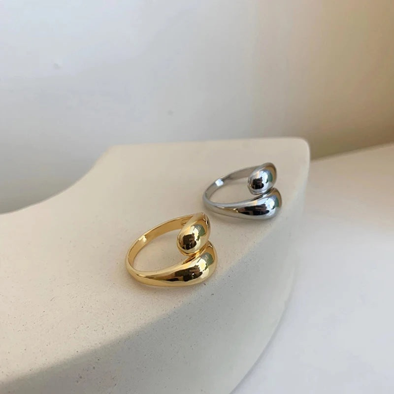 Modern double ring made of stainless steel Kalsten