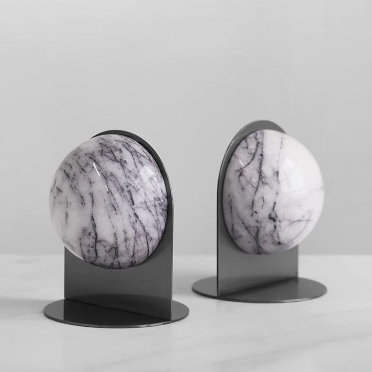 Elegant Geometric Marble Bookends
