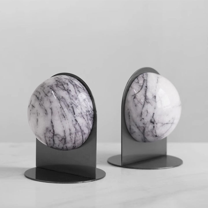Elegant Geometric Marble Bookends