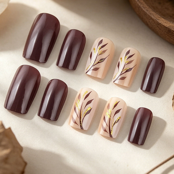 Elegant Botanical Nail Art Press-On Set Kalsten