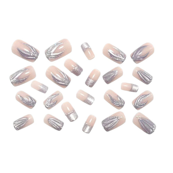 Artificial nails with elegant glitter and wave design Kalsten