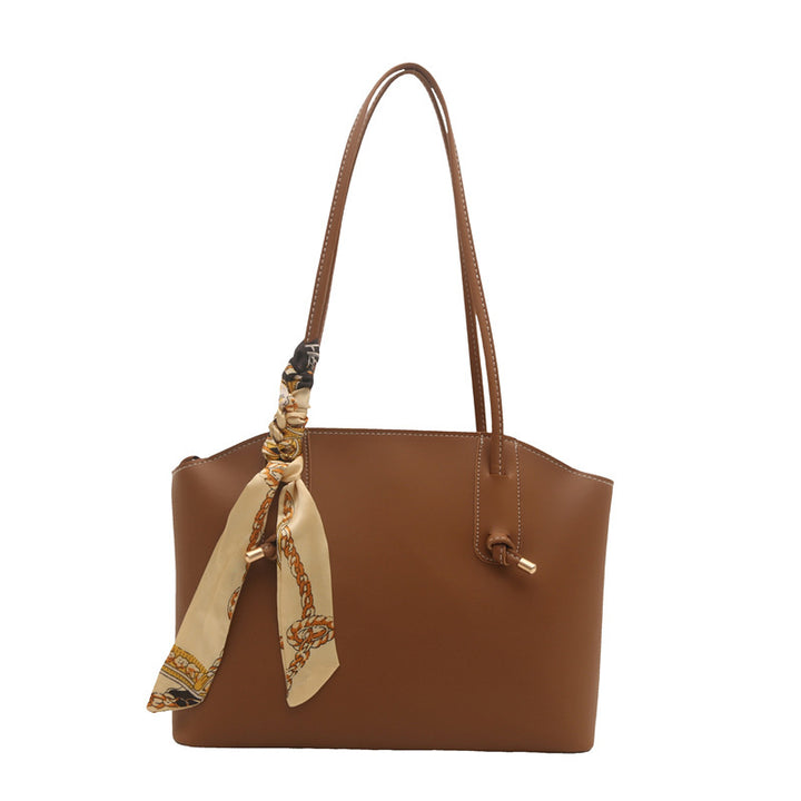 Elegant Scarf-Accent Tote Bag