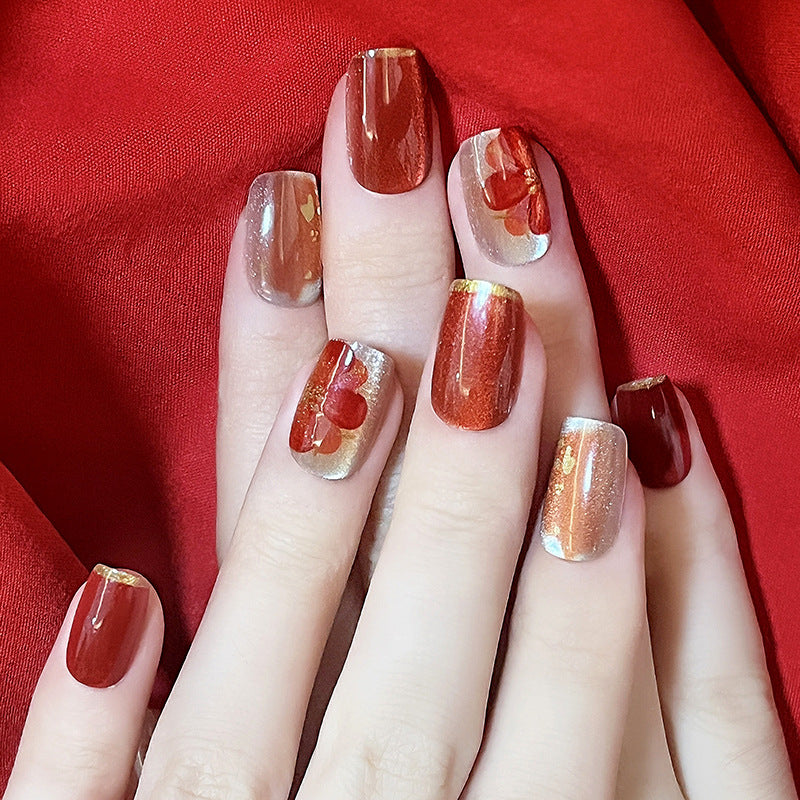Artistic Press-On Nails with Floral Design Kalsten