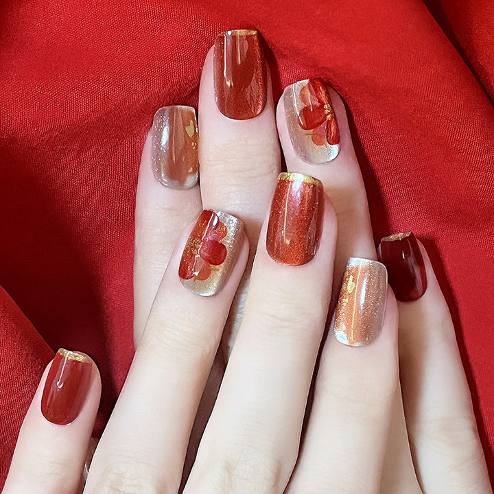 Artistic Press-On Nails with Floral Design Kalsten