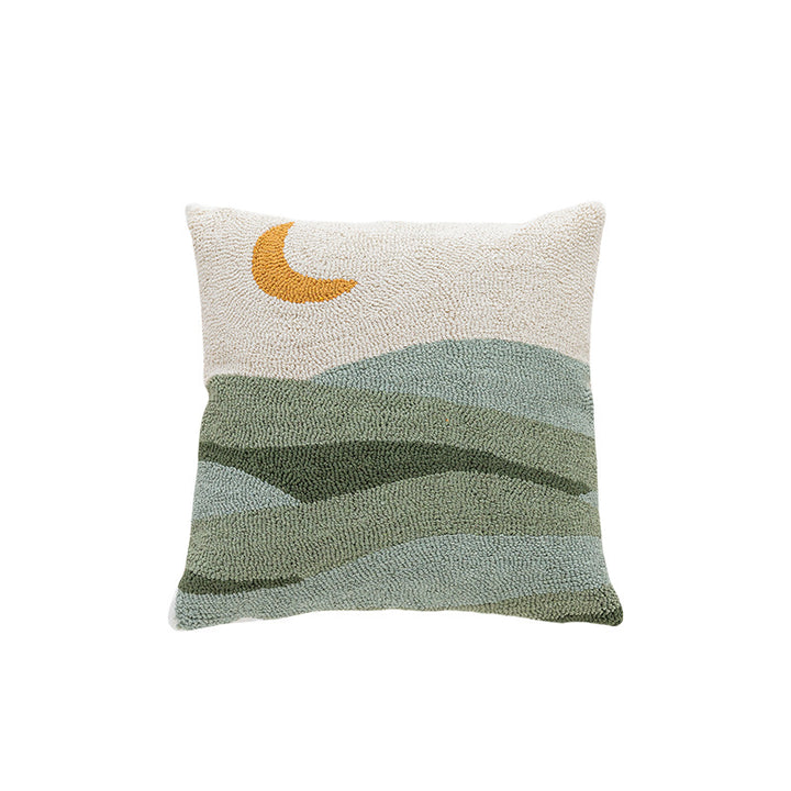 Hand-Tufted Abstract Geometric Loop-Pile Throw Pillow Cover with Hidden Zipper