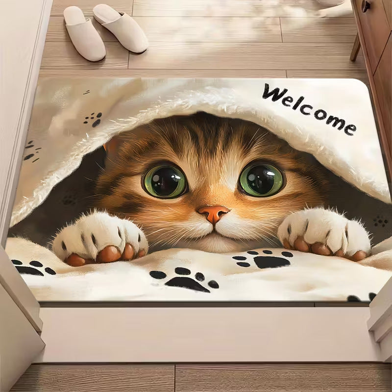 Decorative Cat-Themed Entrance Mat
