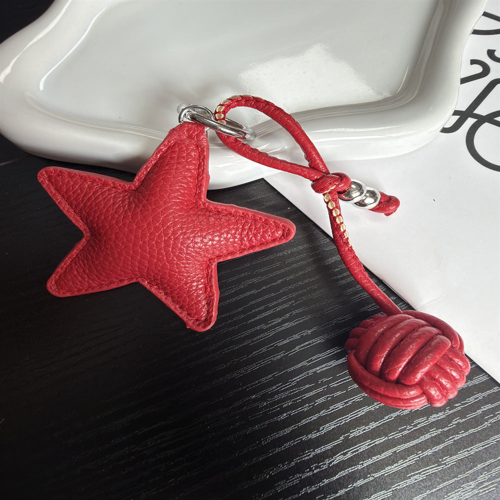 Leather Star Charm Keychain Kalsten