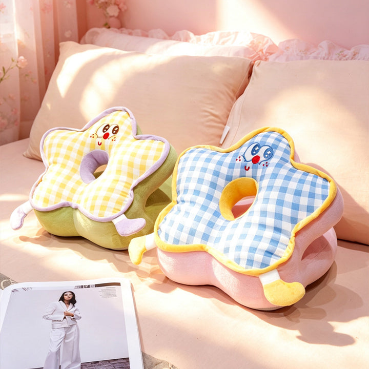 ergonomic orthopedic baby head pillow with hole and soft plush cover