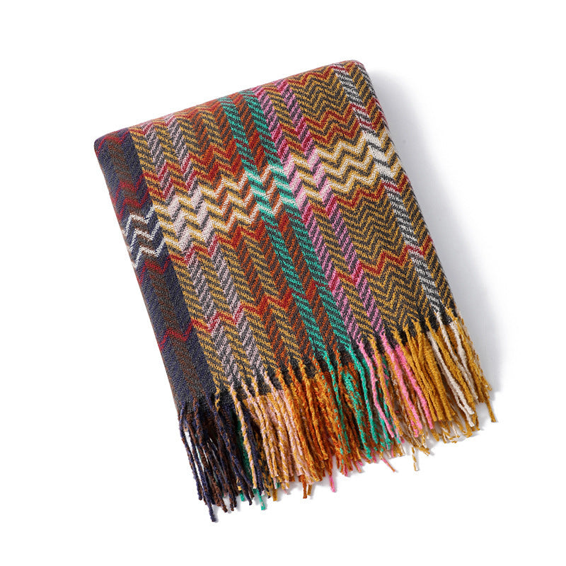 Cozy Geometric Patterned Throw Blanket Kalsten